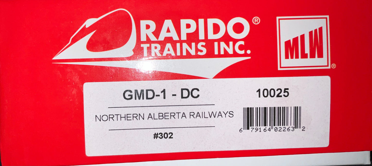 Rapido Trains - item #10025 Alberta Railways GMD-1 Diesel Locomotive #302