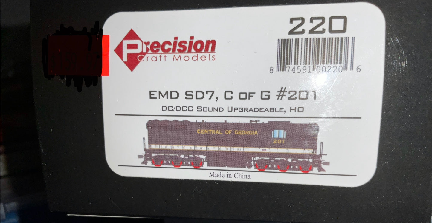 BL Precision Craft - item 220 - SD7 Central of Georgia- EMD Diesel locomotive #201